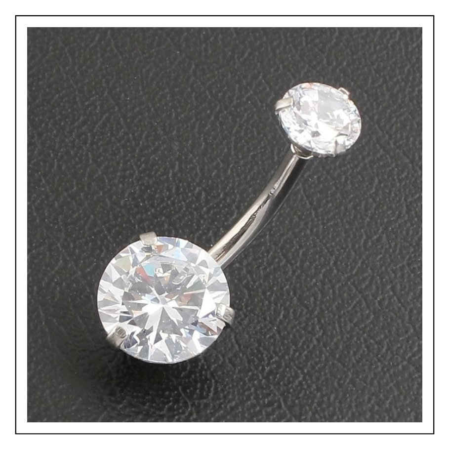 Piercing 2 Pedras Umbigo Aço Cirúrgico Zircônia-Prata-Dourado em Oferta na Shopee