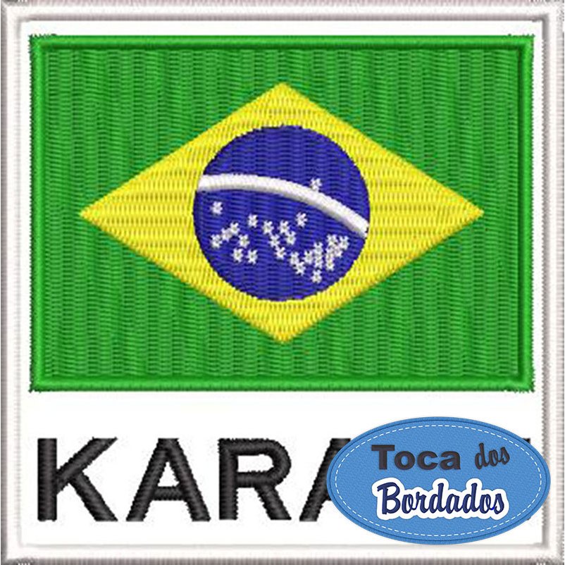 Patch Bordado Bandeira Brasil Karatê 9x9 cm Cód.4085