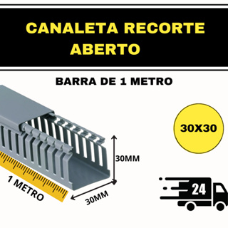 Canaleta Recorte Aberto Cinza 30x30mm Barra 1m em Oferta na Shopee