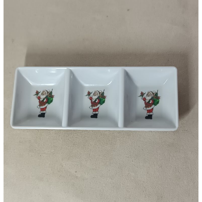 Petisqueira Tripla Melam Papai Noel Decorativa Ver Descrição