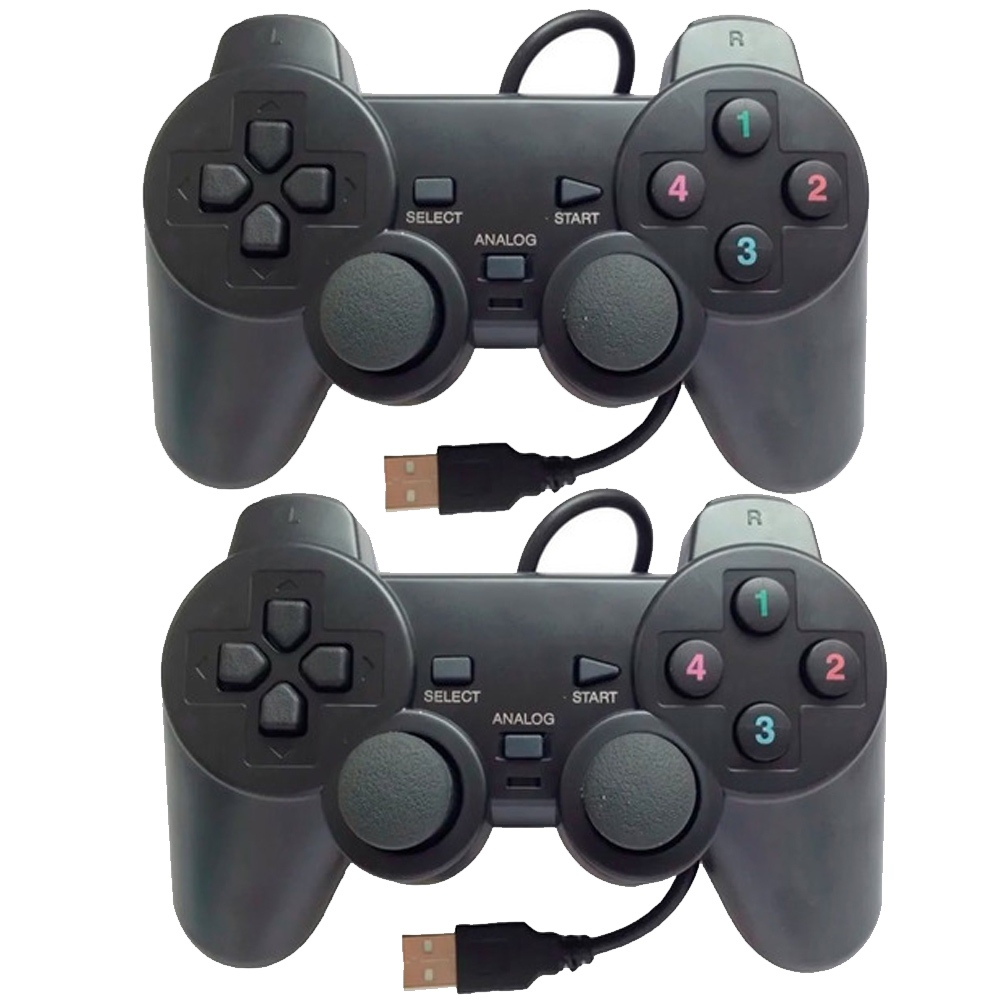 Kit 2 Controle Joystick para PC Laptop Notebook USB Dual com fio em Oferta na Shopee