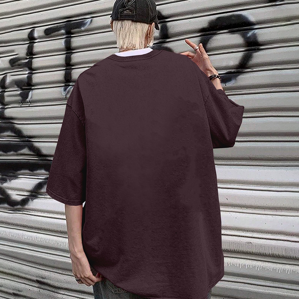 Camiseta Vinho Despojada Larga Confortável Blusa Oversized Longa Esportiva Lisa Frente Costa Unisse