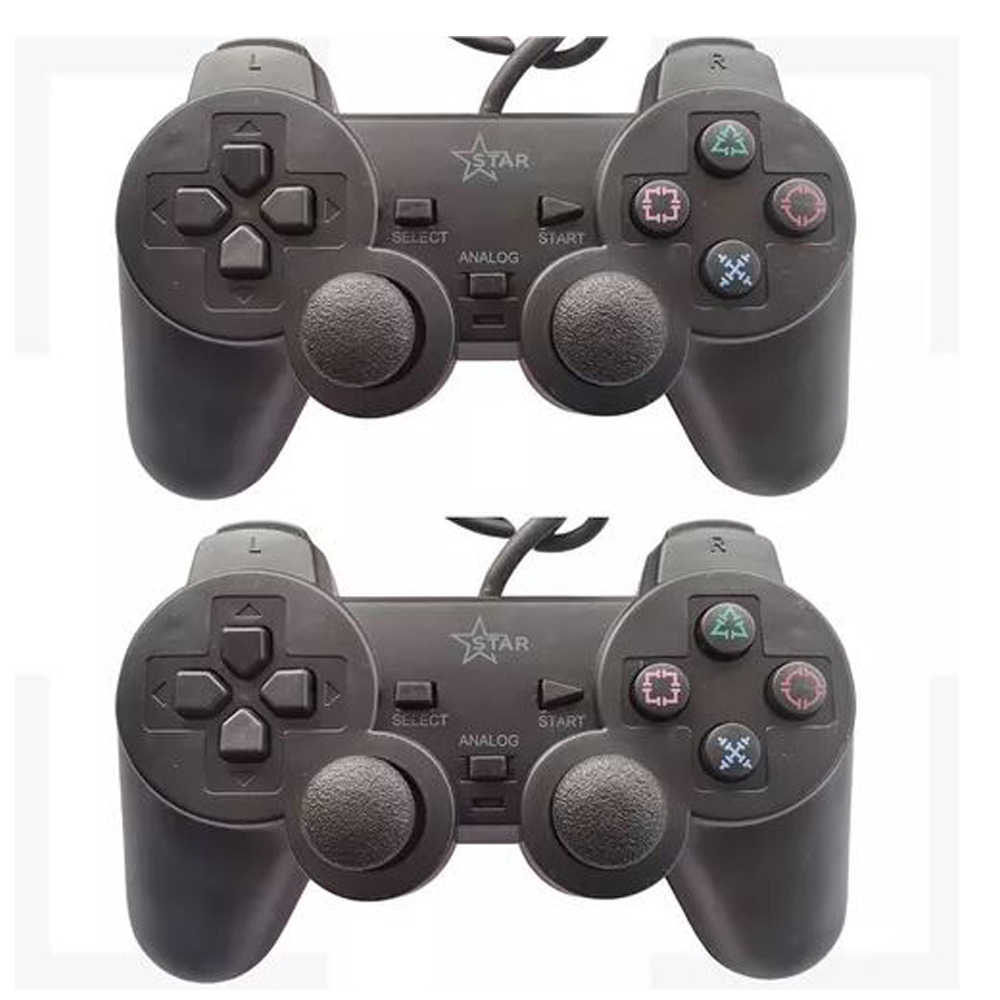 Kit 2 Controles Play 2 Com Fio Analógico Dualshock Joystick em Oferta na Shopee