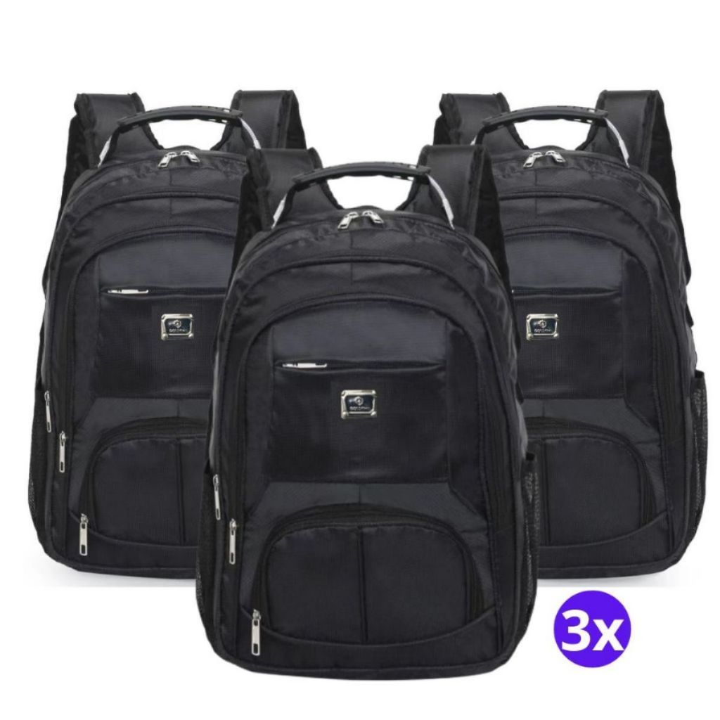 Kit 3 Mochilas Mala Reforçada Notebook Impermeável Escolar Trabalho Resistente em Oferta na Shopee