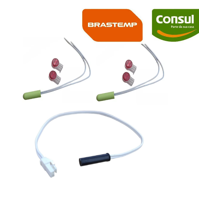 2 Sensor de temperatura 2,7k + 1 Fusível térmico para Refrigerador e Freezer Brastemp e Consul