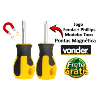 Jogo de Chave Toco Phillips/Fenda Emborrachada 3/16" x 1.1/2" com Ponta Magnética - Vonder Plus em Oferta na Shopee