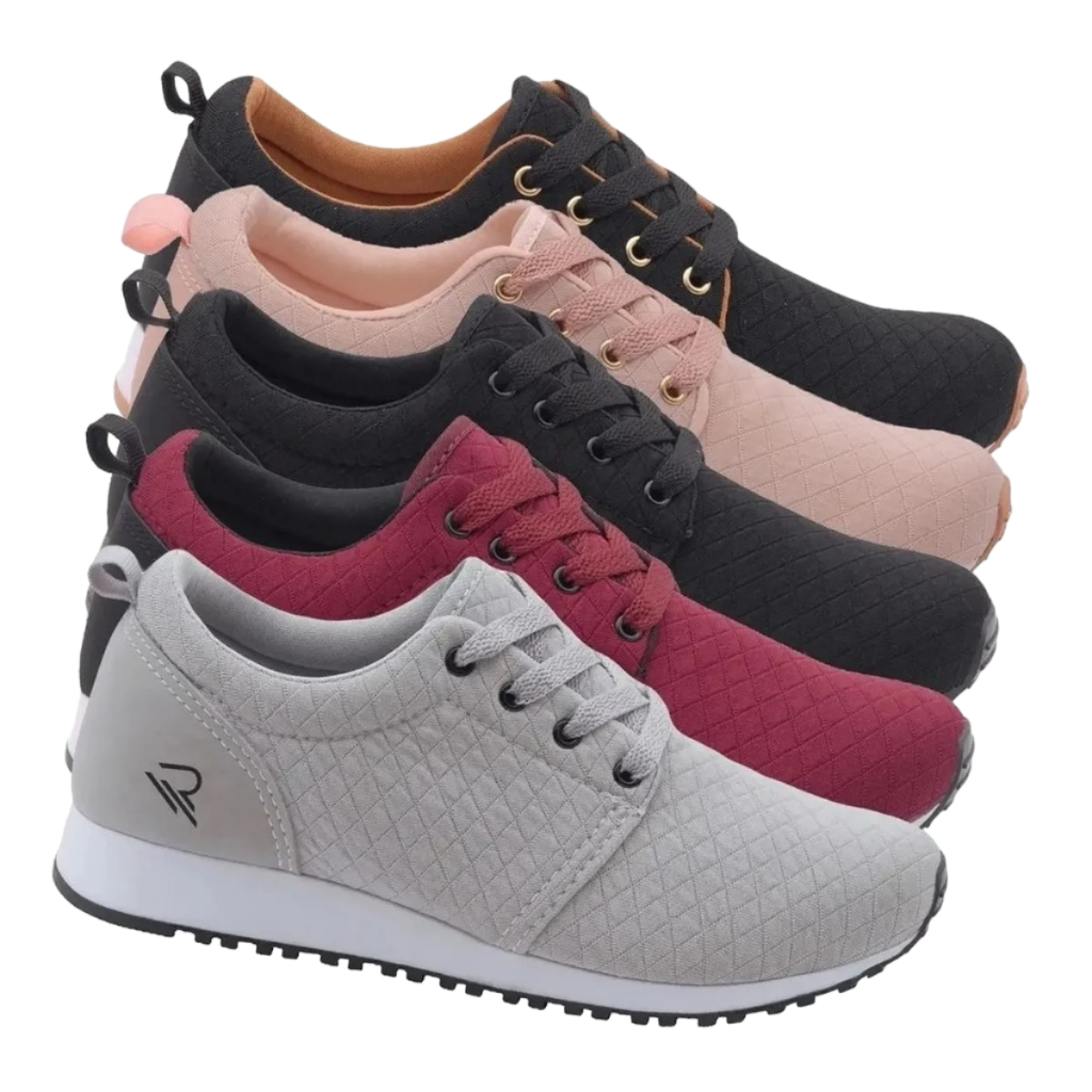Kit 03 Tênis Casual Feminino Caminhada Sapato Casual Academia Lazer Esportes Corrida Academia Super Confortável