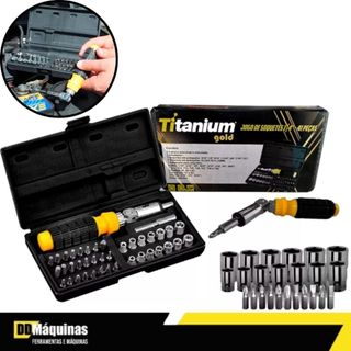 Jogo de Soquetes e Bits com 41 Peças - Titanium em Oferta na Shopee
