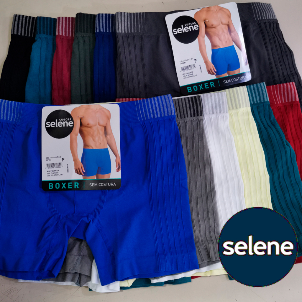 Kit com 10/6/3 Cueca Boxer Selene Sem Costura Cintura Mais Alto Pernas Mais Compridas Confortável