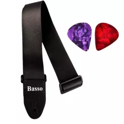 Correia Talabarte Violão Baixo Guitarra Viola Basso Ny01e 2 Palhetas