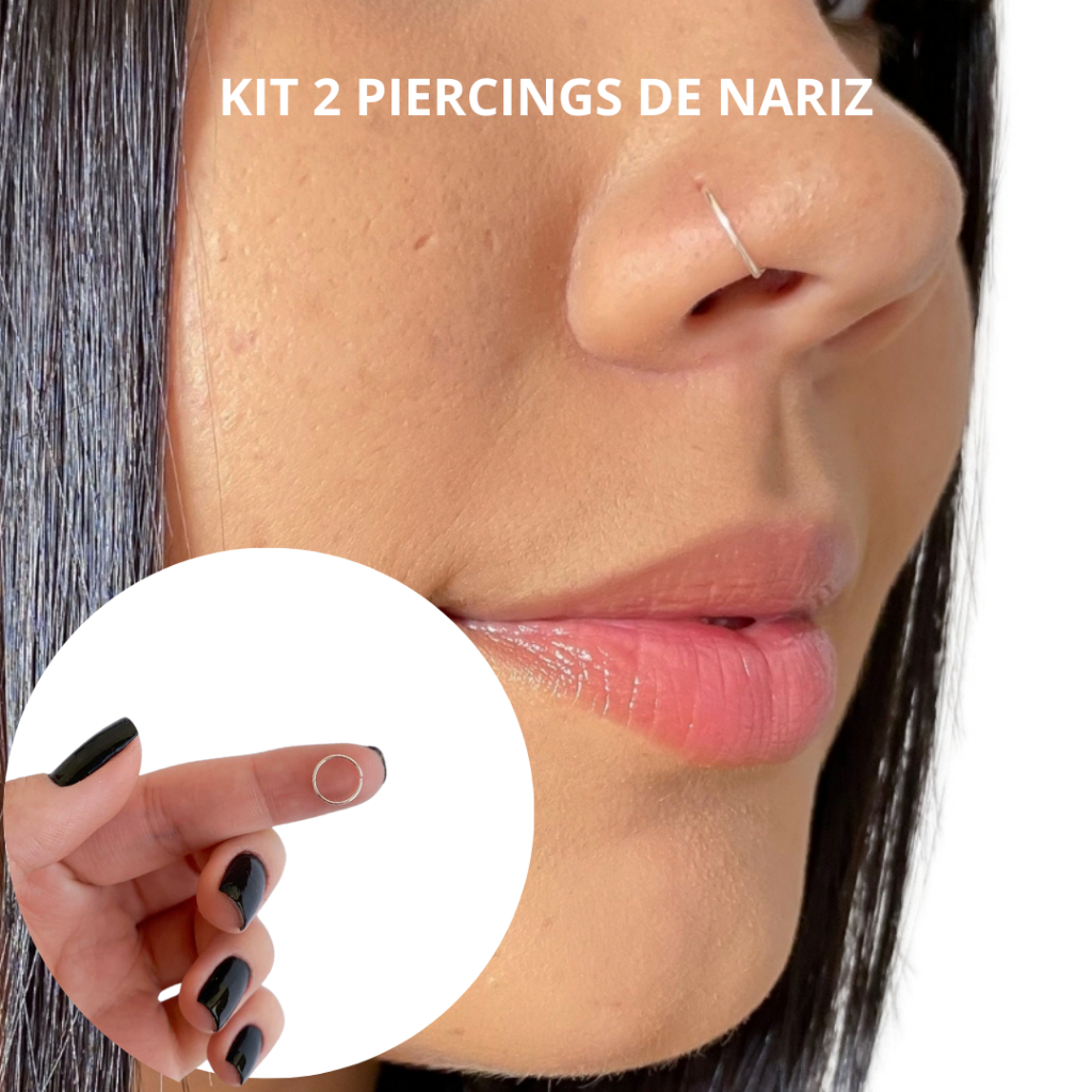 Piercing Nariz Prata Argola Tradicional Liso Prata 925 KIT 2 PIERCINGS em Oferta na Shopee