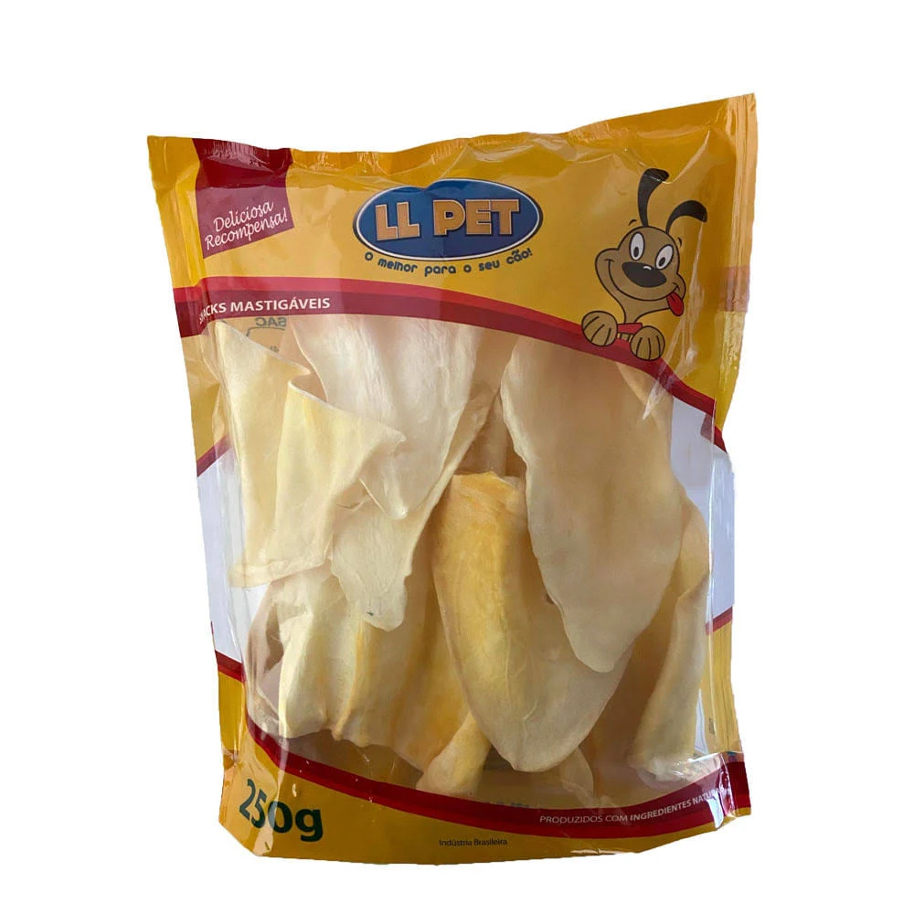 Petisco Natural Orelha Bovina Desidratada Mordedor Cão LL PET (250G)