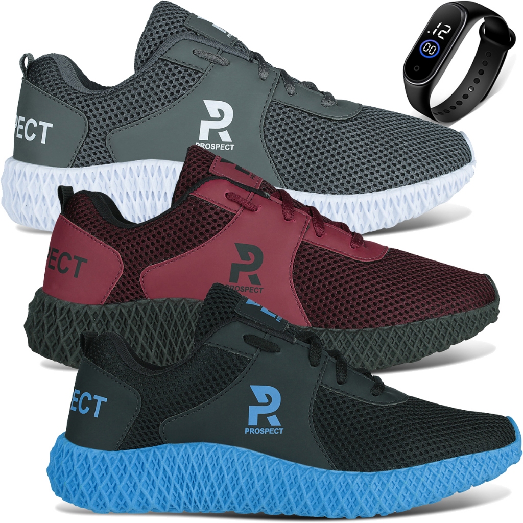 Kit 3 Tênis Masculino Prospect Fly Lançamento Várias Cores Mais Vendido + Relógio LojaSpark