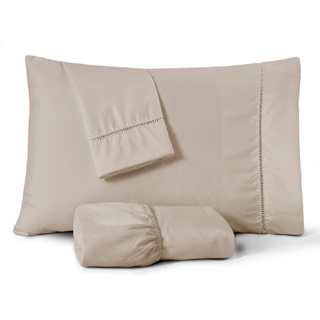 Jogo de Lençol Casal 400 Fios Percal Suave Fronha Ponto Palito Toque Aveludado 3 Pçs em Oferta na Shopee