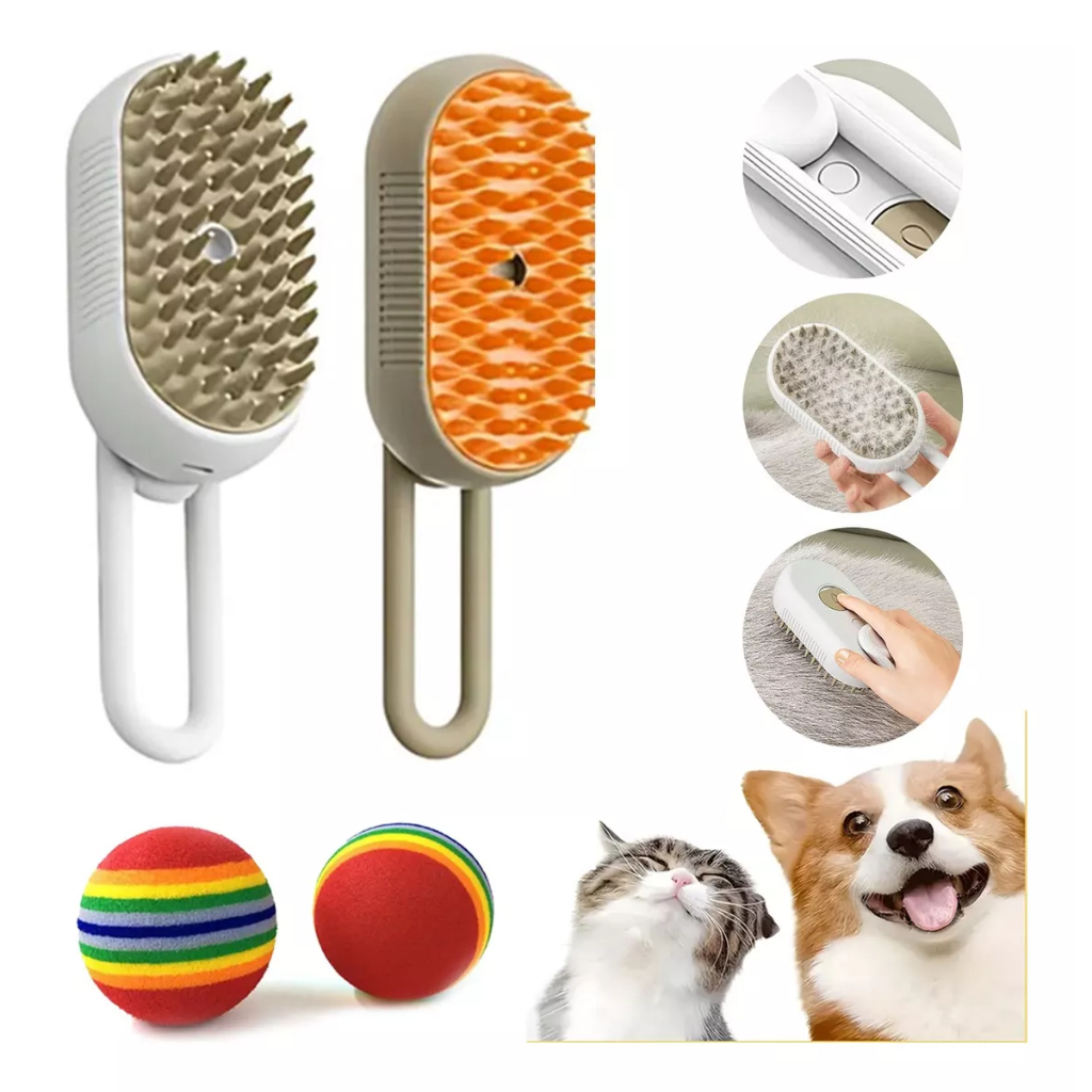 Escova A Vapor Para Gatos Cães 3 Em 1 Escovas Elétricas De Pêlos Pentes De Massagem Animais