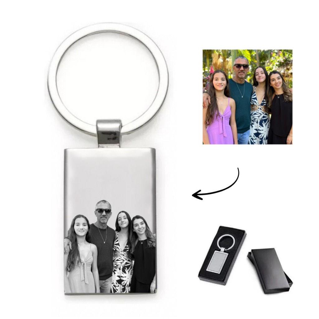 Chaveiro Personalizado Foto em Ambos os Lados Em Aço Inox