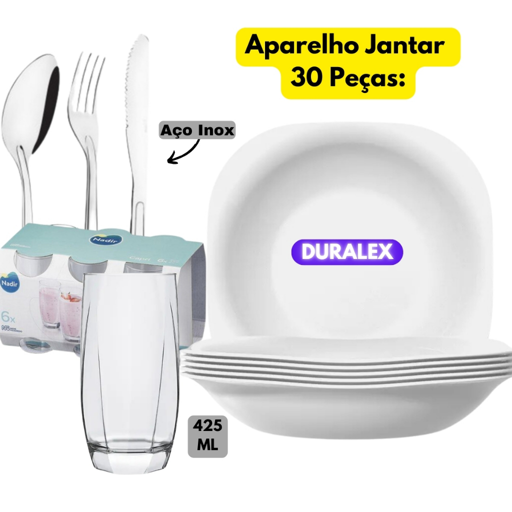 Aparelho de Jantar Quadrado 30 Peças: Onde Comprar | BuscaProdutos