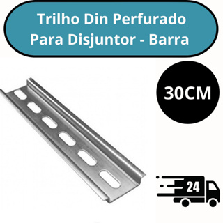 Trilho Din Perfurado Galvanizado 30CM  para Quadro Elétrico Disjuntor Din em Oferta na Shopee