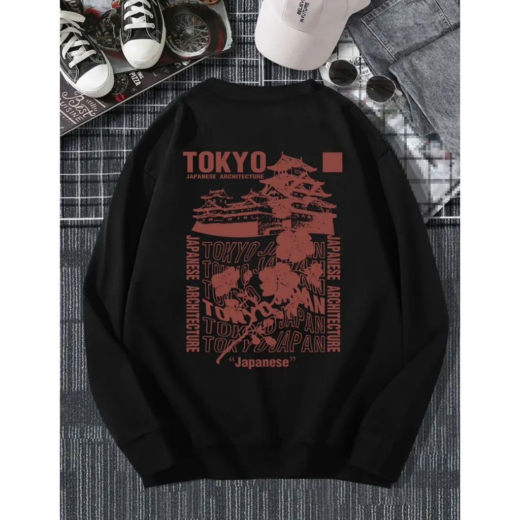 Moletom Careca Tokyo Japanese Architecture Gola Redonda Casaco Flanelado Unissex Blusa De Frio