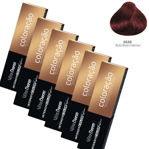 KIT COM 6 COLORAÇÃO 66.66 RED INTENSE - RUBI   -VITA DERM
