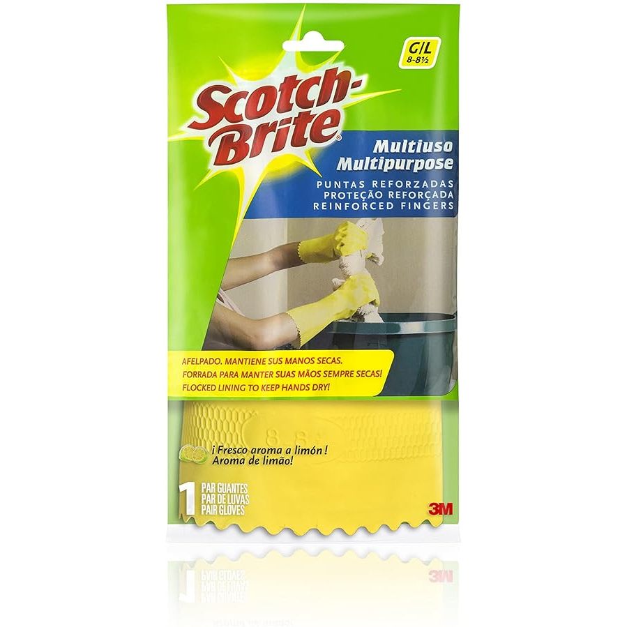 Scotch-Brite, 3M, Luva Multiuso, Amarela, Tamanhos P, M e G, 1 par