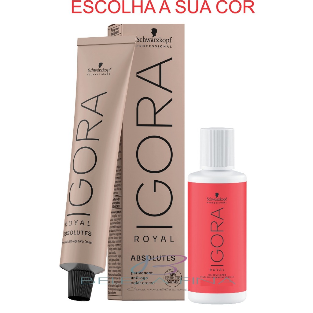 Coloração Schwarzkopf Professional Igora Royal Absolutes 60g + Ox Igora 60ml - escolha a sua cor
