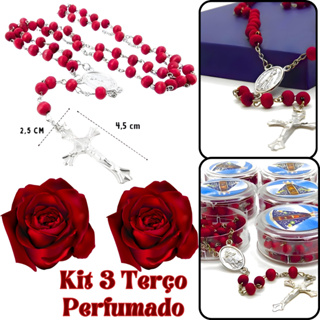 Kit 3 Terço Perfumado com Rosas de Nossa Senhora Aparecida em Oferta na Shopee