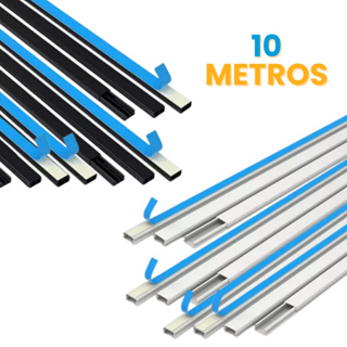 Canaleta 10 Metros Organizador de Fios Preta Branca Sistema X Com Fita Adesiva e Divisória 20x10mm em Oferta na Shopee