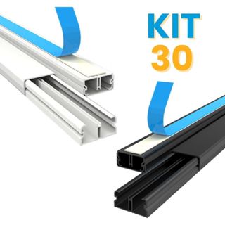 Canaleta 30 Metros Organizador de Fios Preta Branca Sistema X Com Fita Adesiva e Divisória 20x10mm em Oferta na Shopee