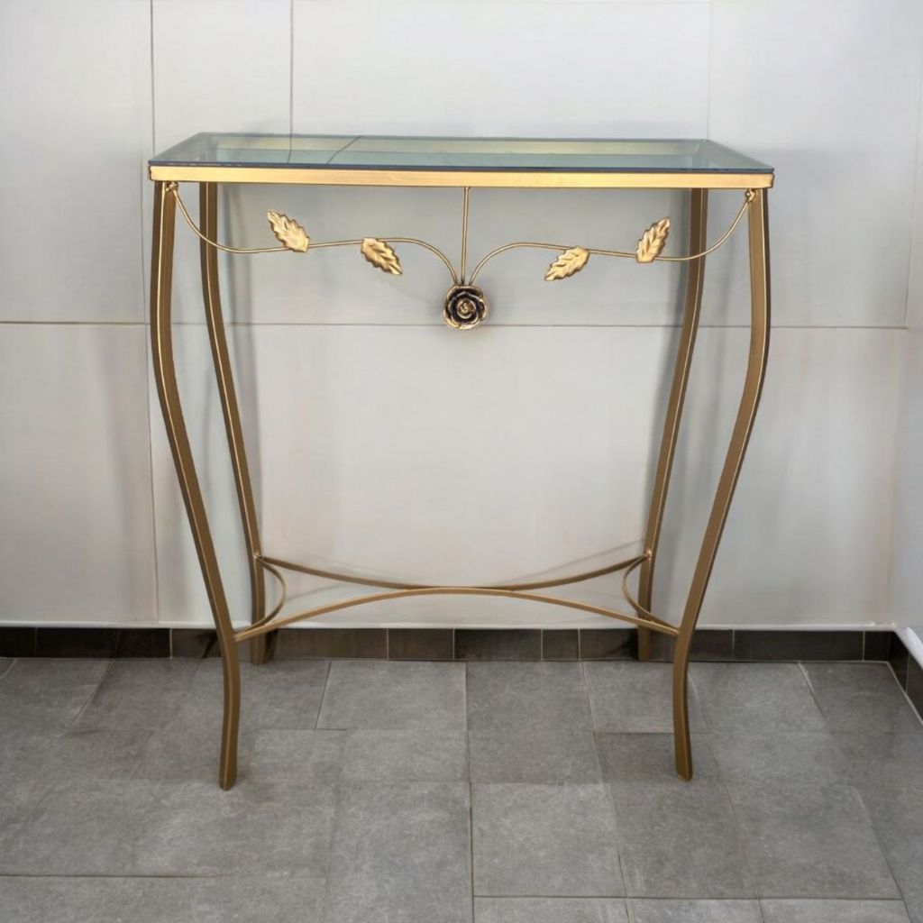 Aparador De Ferro Rosa 60 Cm De Ferro Com Vidro