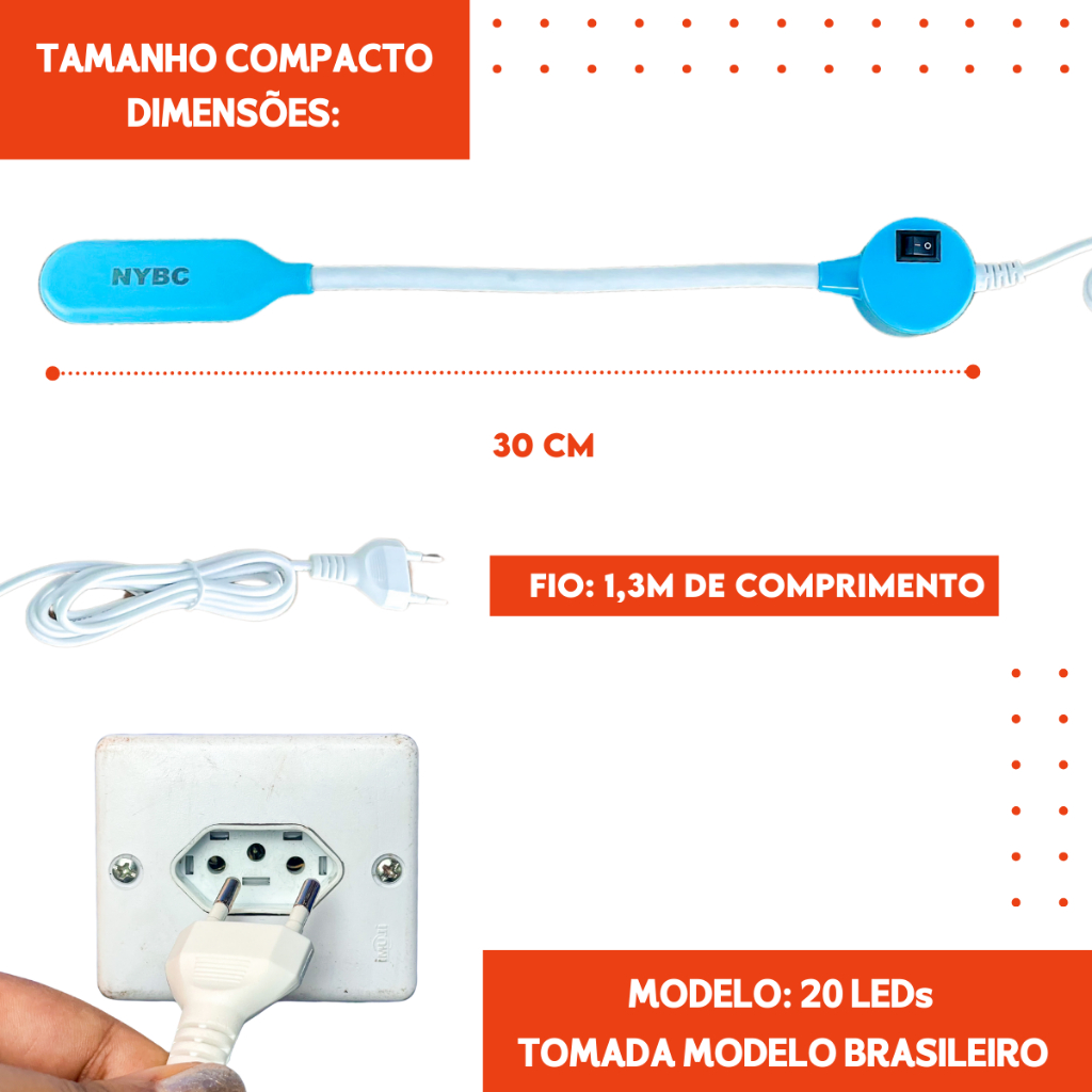 Luminária para maquina de costura com imã - NYBC