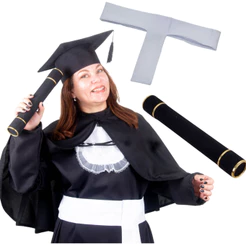 Kit Pelerine, Faixa E Canudo Adulto Para Beca De Formatura Tradicional (Somente itens)