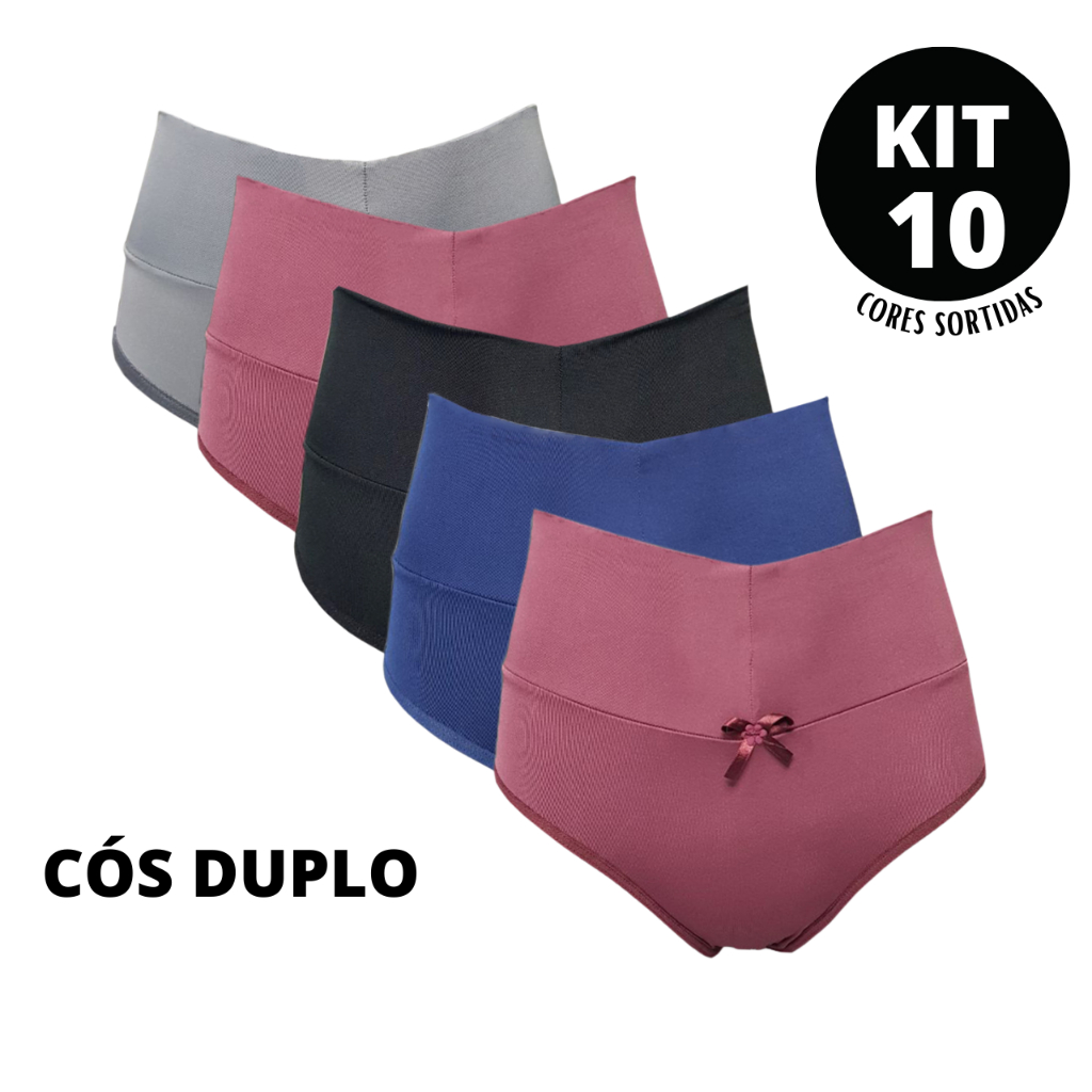 Kit 10 Calçola Adulto Cós Alto Elizabeth Calcinha Feminina Qualidade Conforto Promoção Revenda