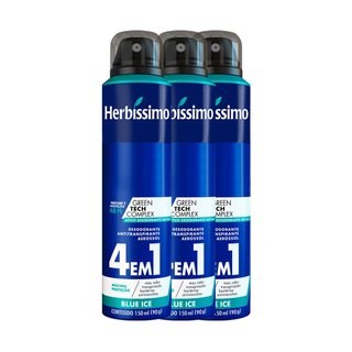 Kit 3 unid - Desodorante Aerosol Antitranspirante Herbíssimo Blue Ice 150M em Oferta na Shopee