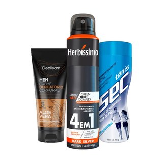 Kit 3 itens - Dana Cuidados Masculinos | Herbíssimo + Depilsam + Tenis sec em Oferta na Shopee