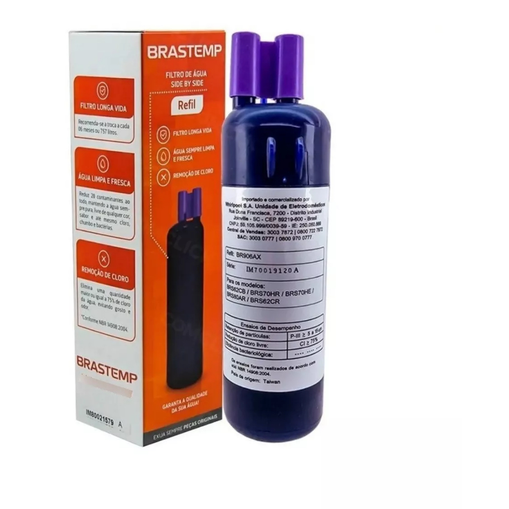 FILTRO ÁGUA SIDE PARA BRASTEMP BRS62C/BRS70H - W10510889