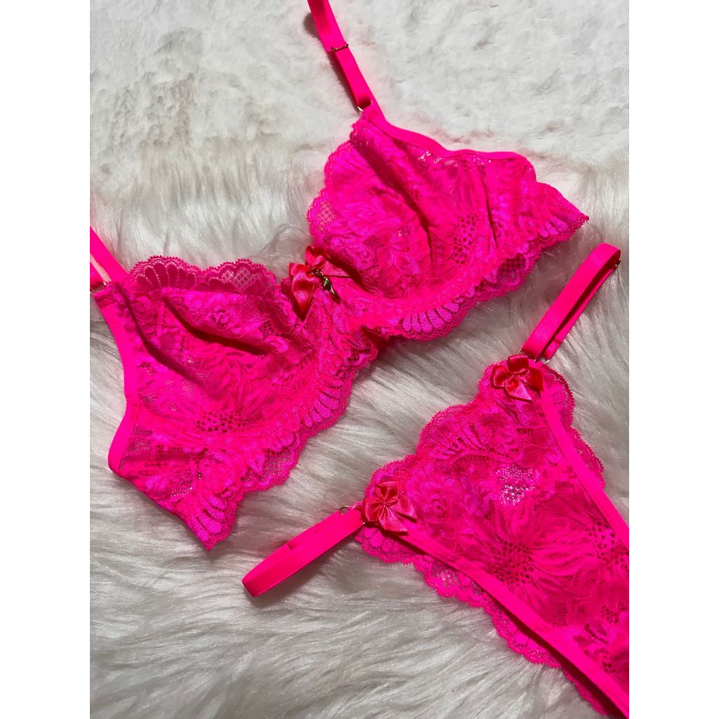 CONJUNTO FEMININO LINGERIE SUTIA SEM BOJO COM ARO RENDADO FIO DE RENDA COM REGULAGEM SENSU...