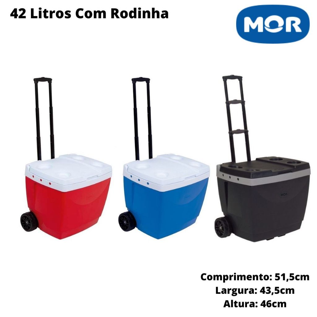 Caixa Térmica Cooler 42L Com Rodas Carrinho Bebida Praia Com Rodinha Oferta- Mor