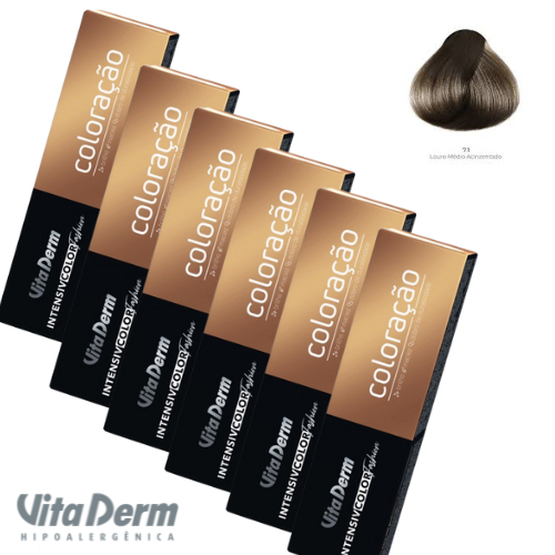 KIT COM 6 COLORAÇÃO 7.1 LOURO MEDIO ACINZENTADO – VITA DERM