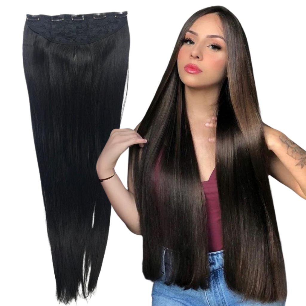 Aplique Tic Tac Liso 80 CM Cheio Idêntico Ao Humano  160Gr Extensão Removível 100% Bio Orgânica Aceita Prancha-Blogueira