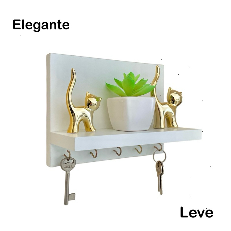 Porta Chaves Prateleira gancho metálico chaveiro decorativo