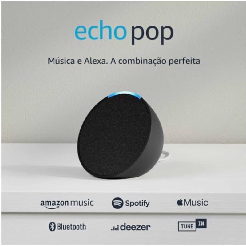 Echo Pop | Smart speaker compacto com som envolvente e Alexa | Cor Preta