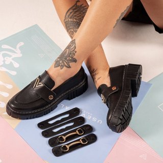 Kit Mocassim Feminino Vittal Couro Legítimo + 3 Fivelas Removíveis em Oferta na Shopee