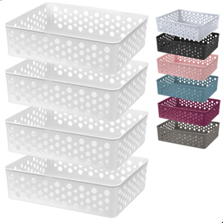 Kit 4 Cestos Organizadores 24x19 Caixa Lavanderia Gaveta Cozinha Quarto Organização Multiuso em Oferta na Shopee