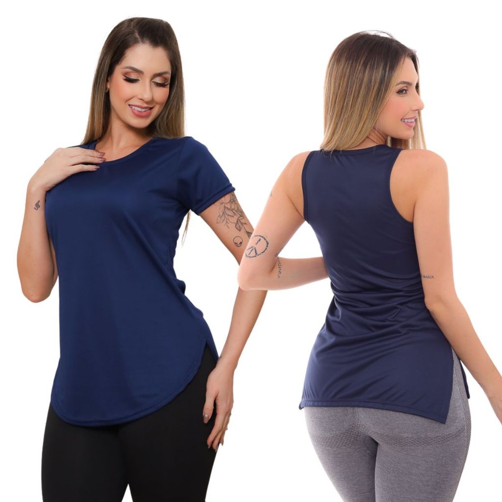 Kit Tapa Bumbum Mullet 1-Blusa Dry Fit Academia e 1 Regata leg Feminina