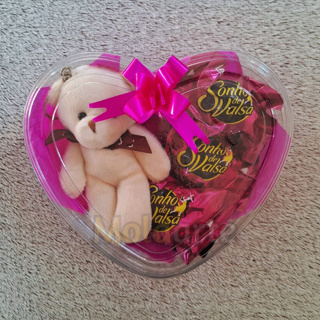 Coração com chocolate 3 bombons + 1 chaveiro p/presente/aniversário/lembrancinha de natal/doce em Oferta na Shopee