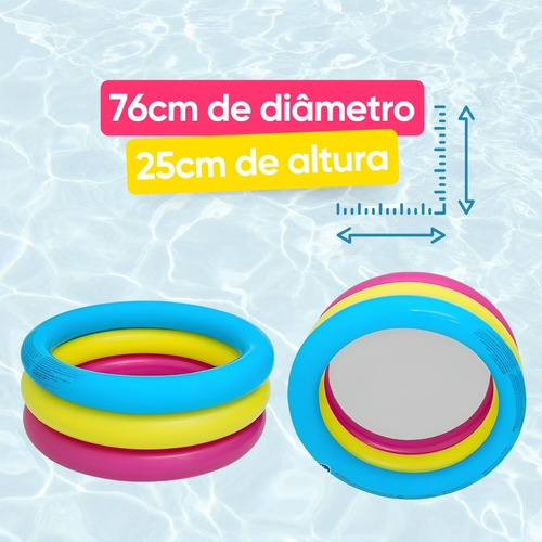 Piscina Infantil Inflável 88 Litros Colorida + Bolinhas coloridas