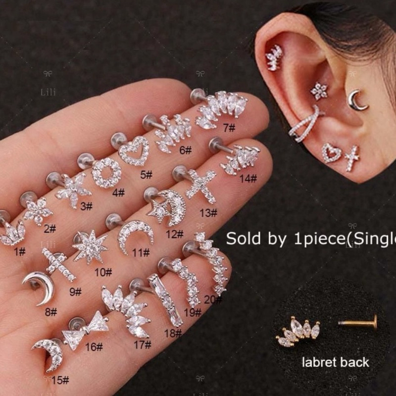 Piercing Labret  Aço Inoxidável Brincos Tragus Dália Pinton Auricular em Oferta na Shopee