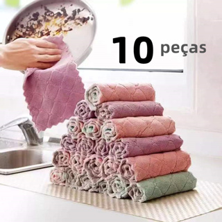10 Peça Pano De Limpeza Microfibra Para Forte Absorção De Água Toalha De Limpeza Doméstica Super Absorvente em Oferta na Shopee
