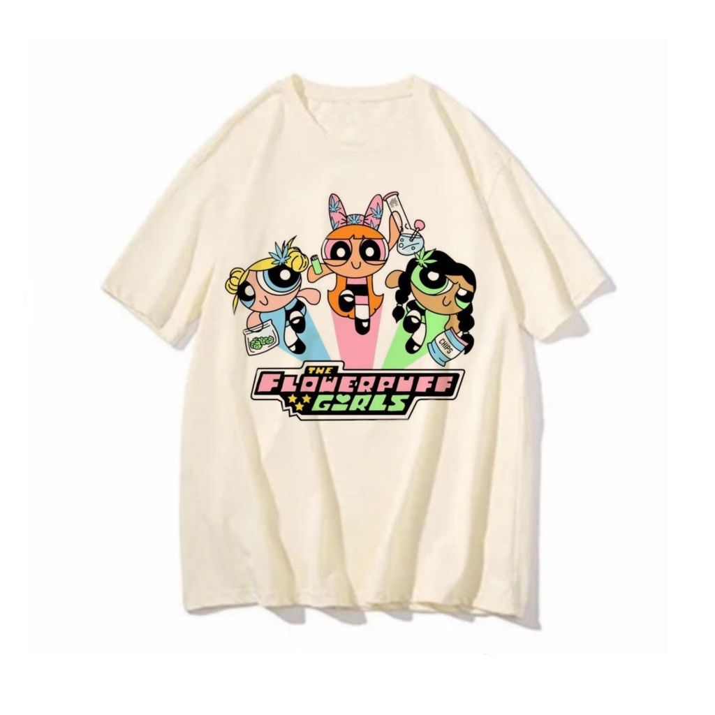 Camiseta Power Puff The Flower PWFF Girls blusa feminina masculina meninas super poderosas camisa estampada divertida